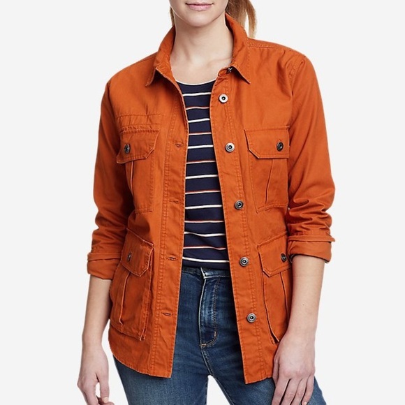 Eddie Bauer Ryderwood Shirt Jacket Shacket Denim Orange/Adobo XS - Picture 2 of 3